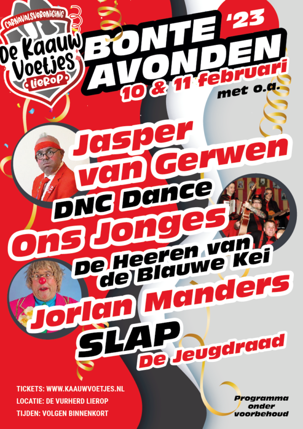 Bonte Avond 2023 Carnavalsvereniging De Kaauw Voetjes
